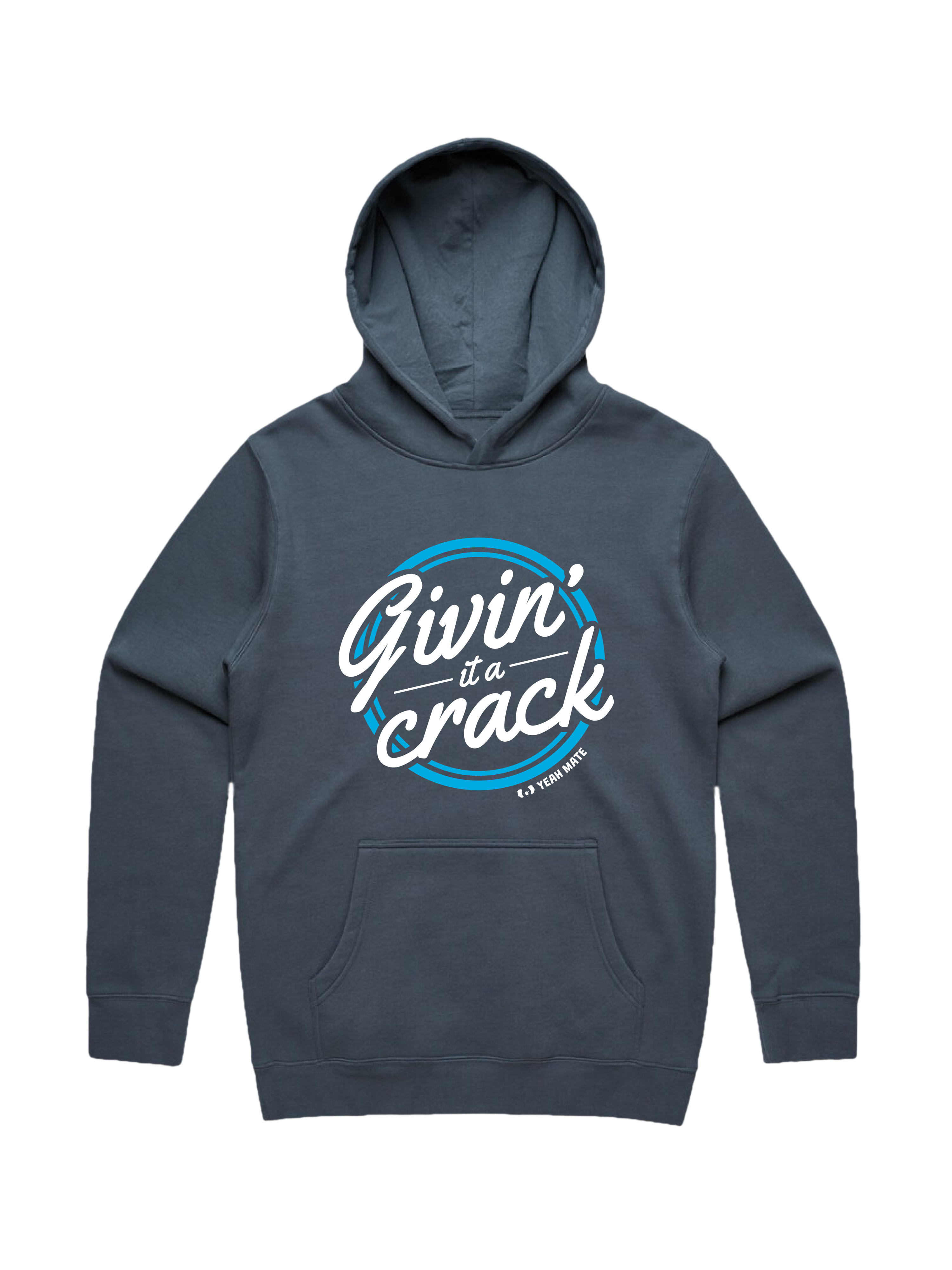 Premium Fit Hoodie - Unisex Fit - Givin it a Crack™ 3 - Petrol Blue - Yeah Mate Freestyle™ Clothing

