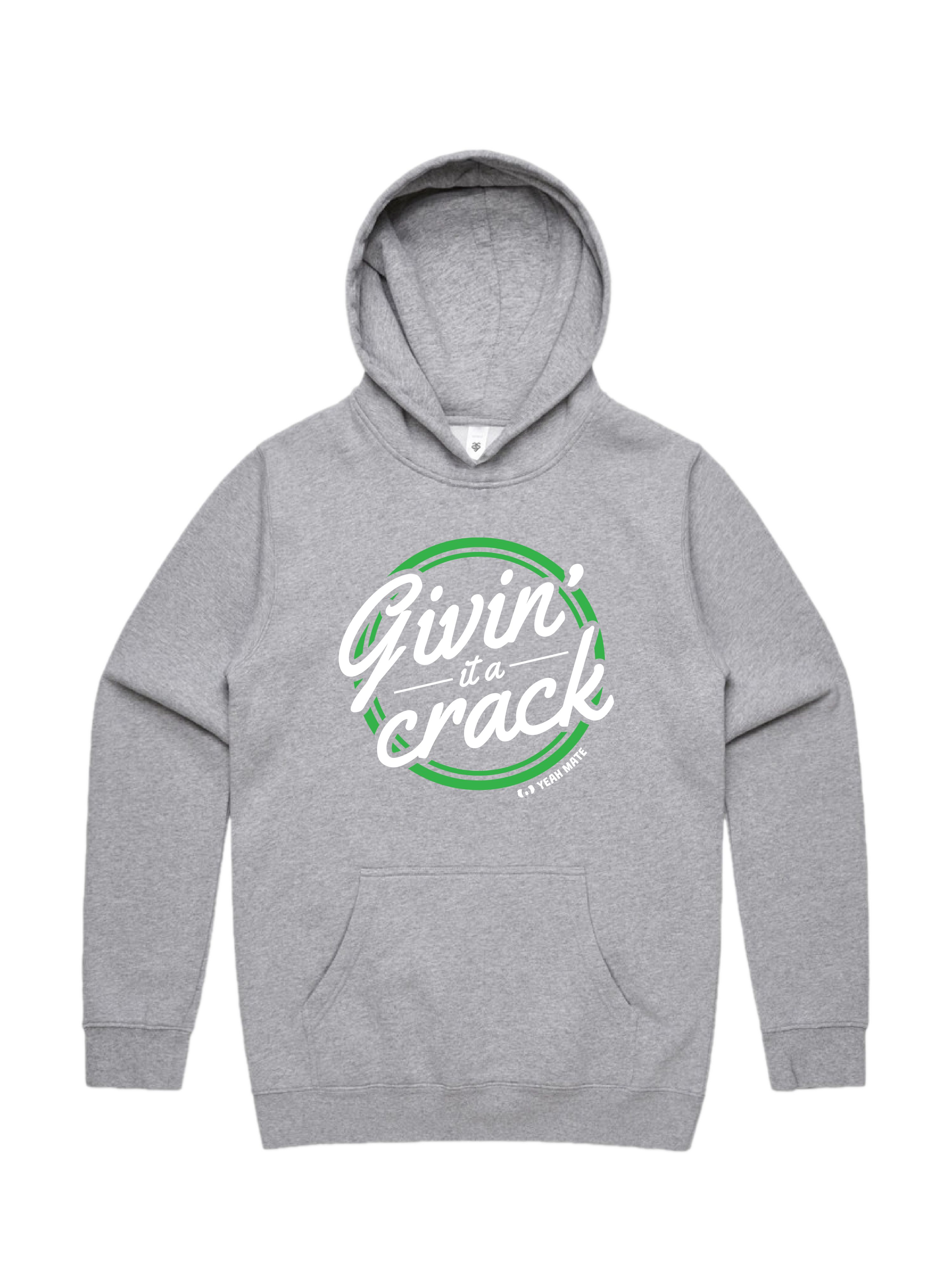 Premium Fit Hoodie - Unisex Fit - Givin it a Crack™ 4 - Grey Marle - Yeah Mate Freestyle™ Clothing
