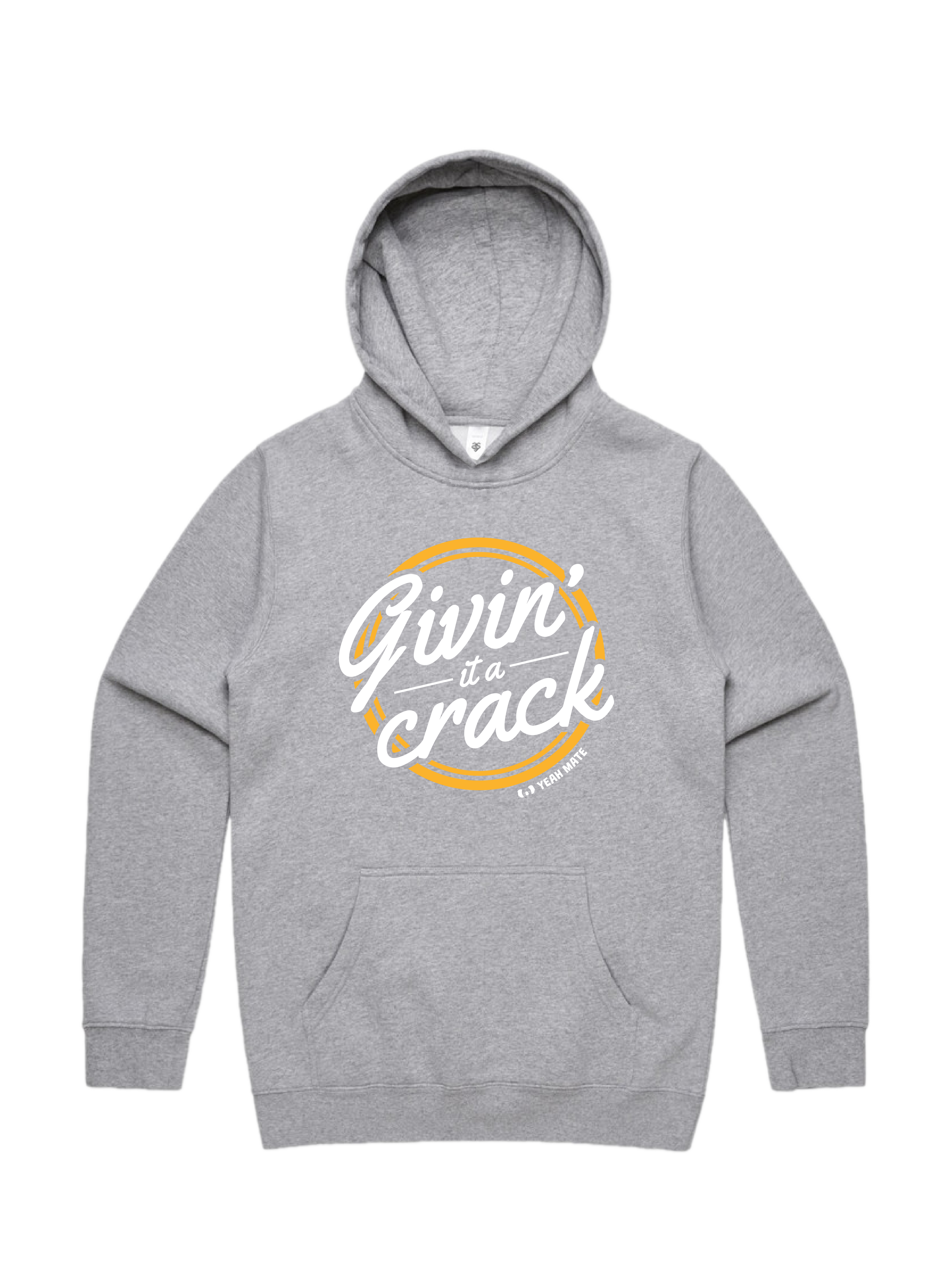 Premium Fit Hoodie - Unisex Fit - Givin it a Crack™ 5 - Grey Marle - Yeah Mate Freestyle™ Clothing
