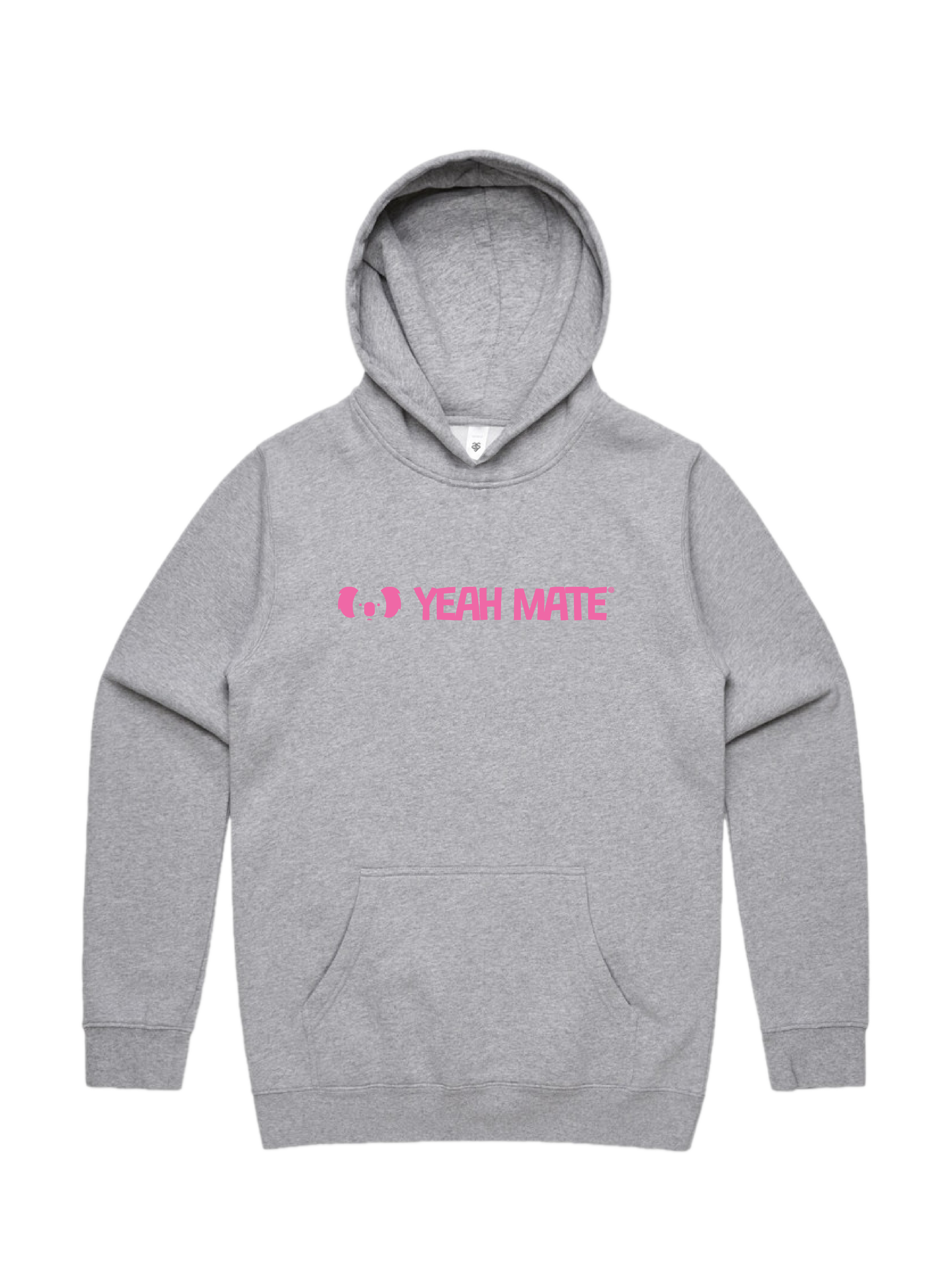 Premium Fit Hoodie - Unisex Fit - Linear Logo 4 - Grey Marle  - Yeah Mate Freestyle™ Clothing

