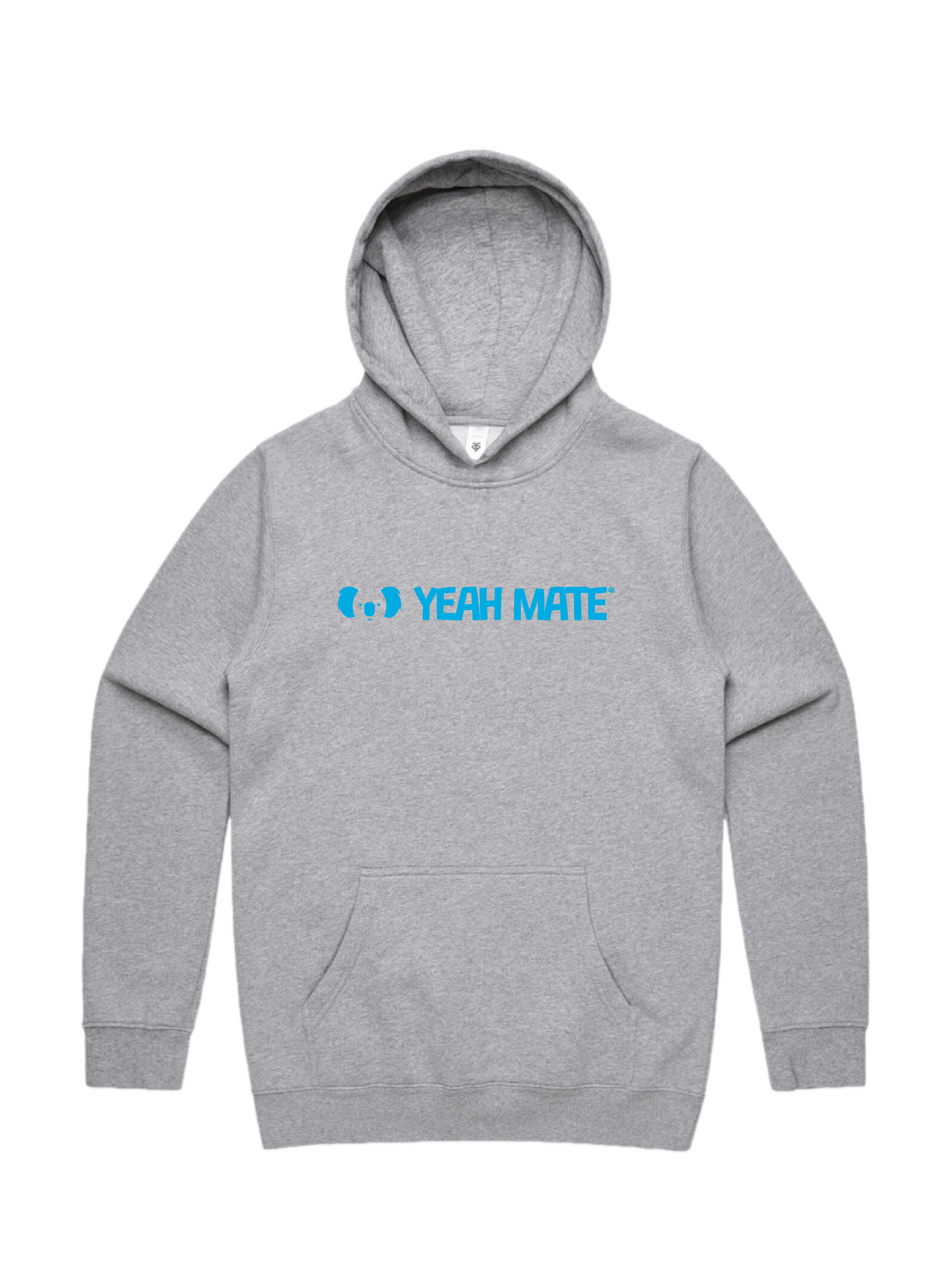 Premium Fit Hoodie - Unisex Fit - Linear Logo 5 - Grey Marle  - Yeah Mate Freestyle™ Clothing
