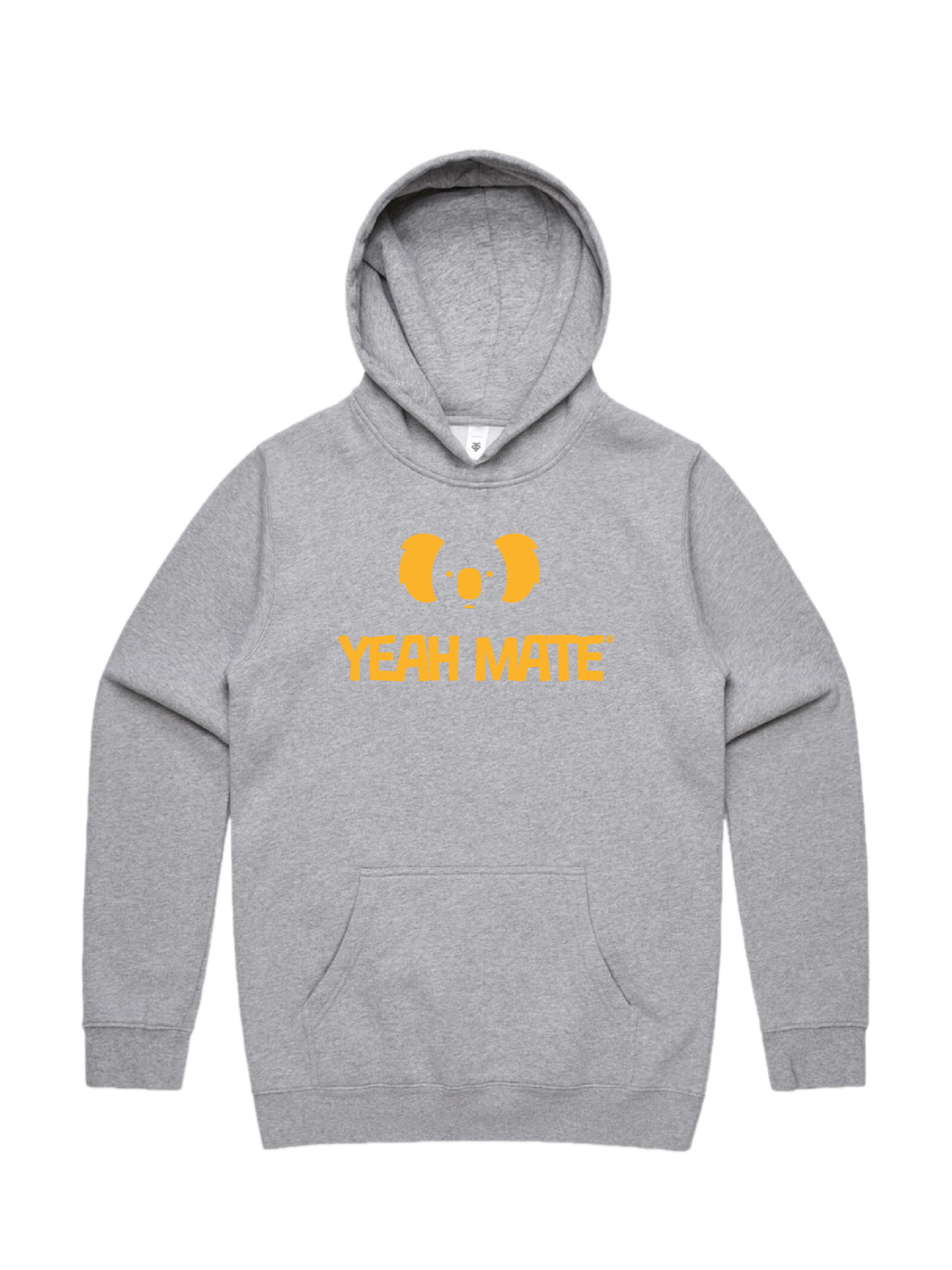 Premium Fit Hoodie - Unisex Fit - Stacked Logo 1 - Grey Marle  - Yeah Mate Freestyle™ Clothing
