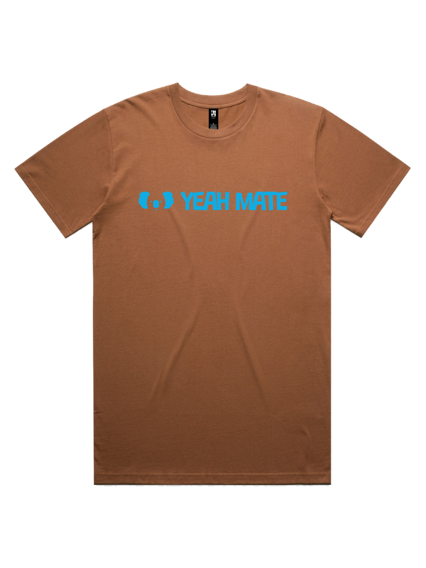 Yeah Mate Linear Logo Mens Tshirt - Billabong Blue / Cocoa