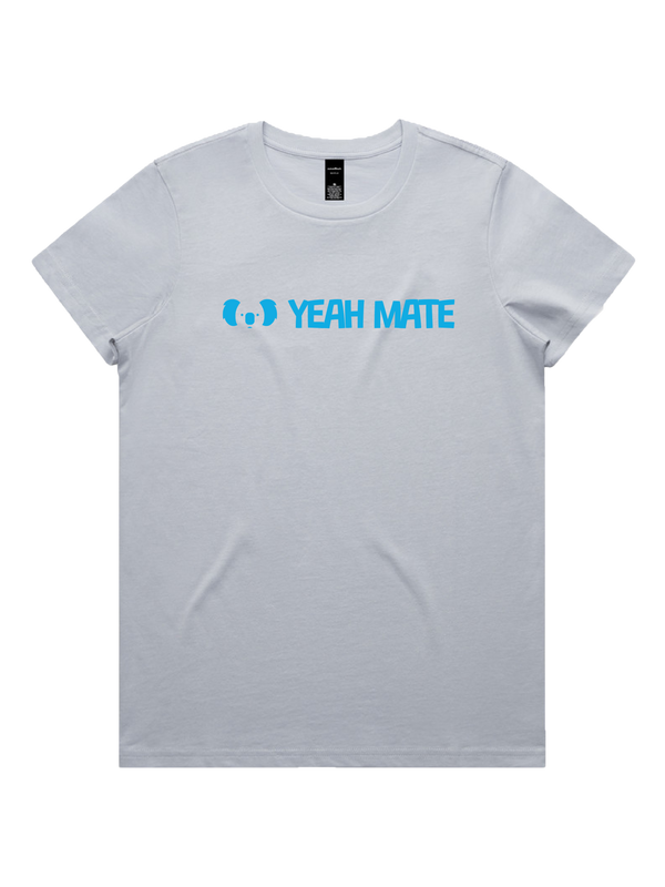 Yeah Mate Linear Logo Ladies Tshirt - Lightning Blue / Powder