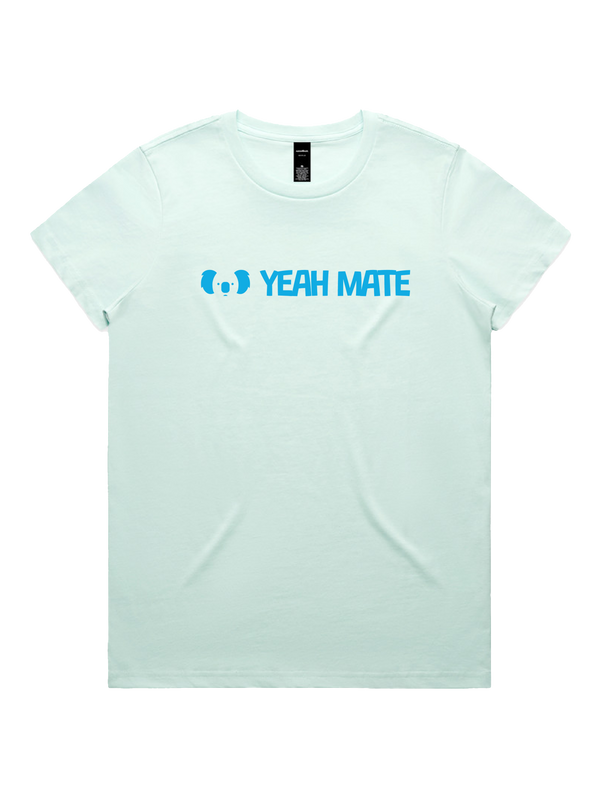 Yeah Mate Linear Logo Ladies Tshirt - Lightning Blue / Seafoam