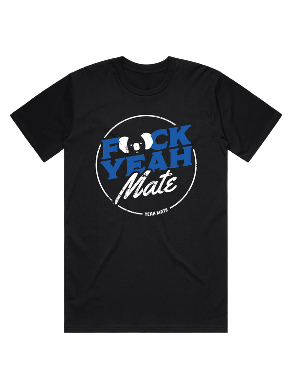 F🐨ck Yeah Mate MensTshirt - Lightning Blue / Black