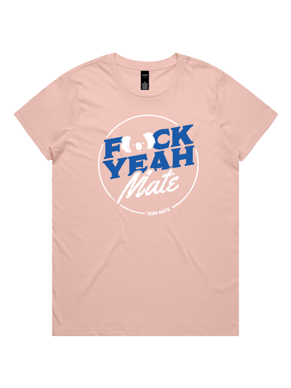 F🐨ck Yeah Mate Ladies Tshirt - Lightning Blue / Pale Pink