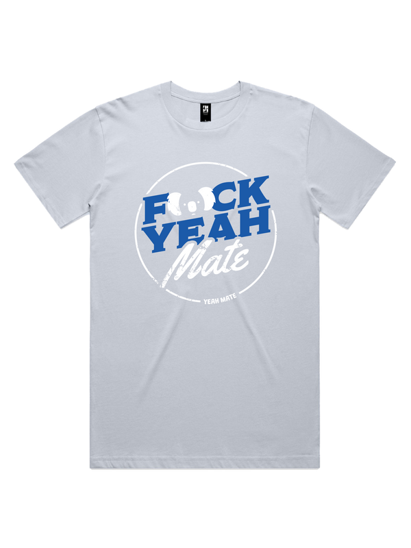 F🐨ck Yeah Mate MensTshirt - Lightning Blue / Powder
