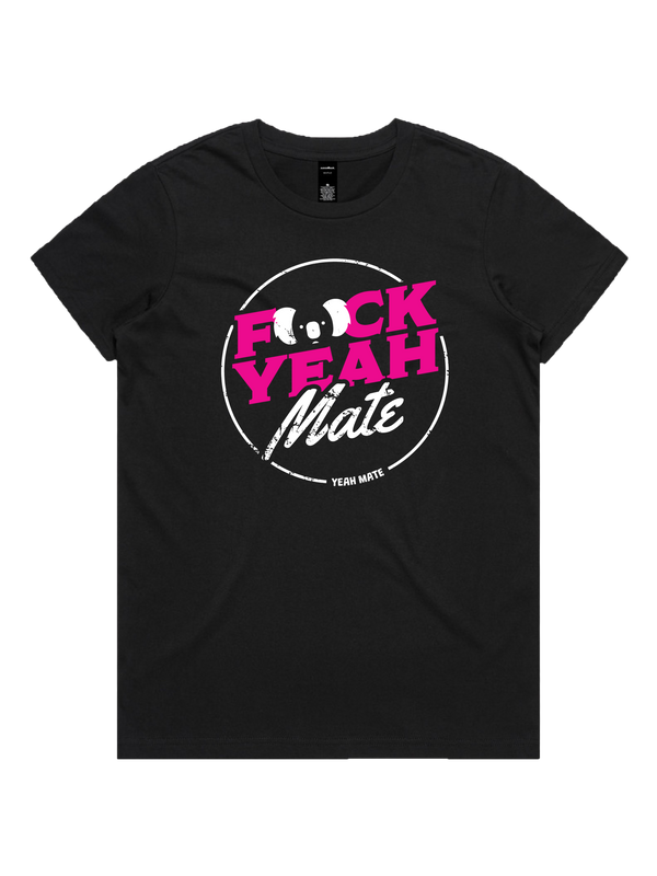 F🐨ck Yeah Mate Ladies Tshirt - Flaming Galah / Black