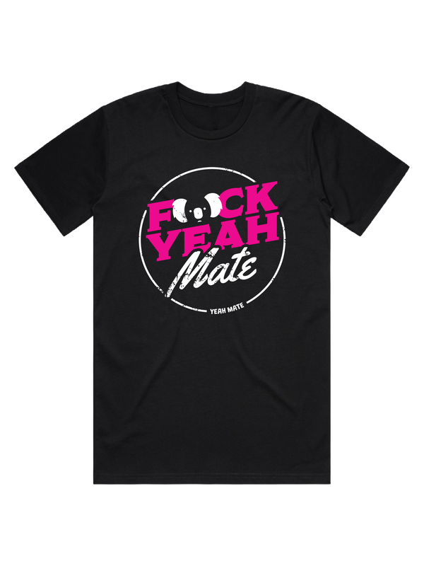 F🐨ck Yeah Mate MensTshirt - Flaming Galah / Black