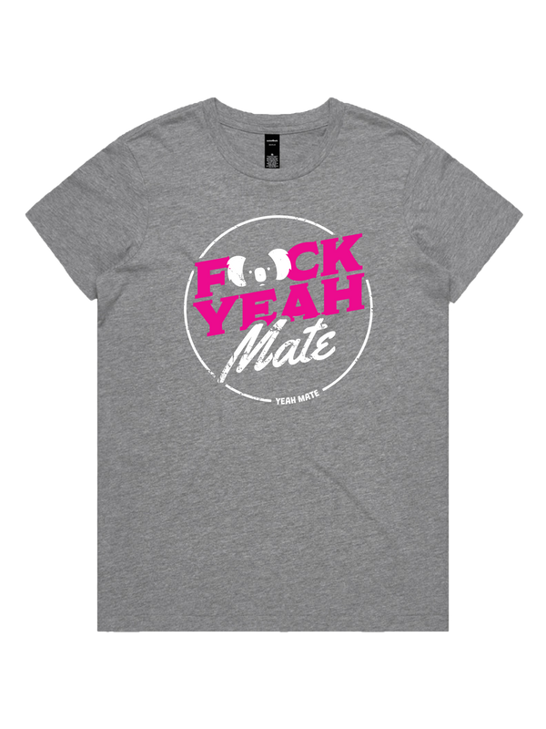 F🐨ck Yeah Mate Ladies Tshirt - Flaming Galah / Grey Marle