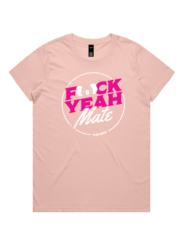 F🐨ck Yeah Mate Ladies Tshirt - Flaming Galah / Pale Pink