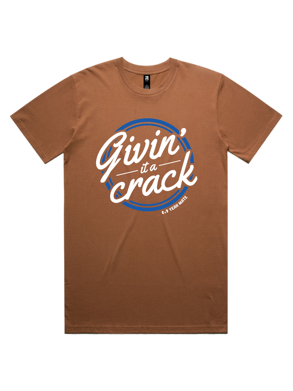 Givin' It a Crack Mens Tshirt - Lightning Blue / Cocoa