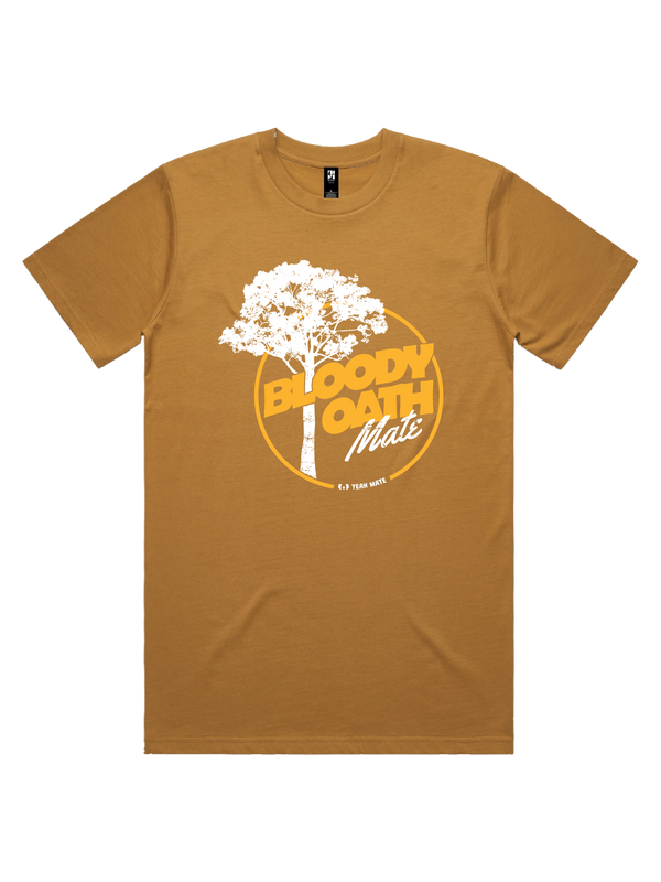 Bloody Oath Mate Mens Tshirt - Yeah Mate Gold / Camel