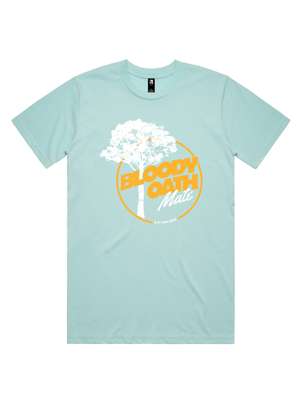 Bloody Oath Mate Mens Tshirt - Yeah Mate Gold / Lagoon