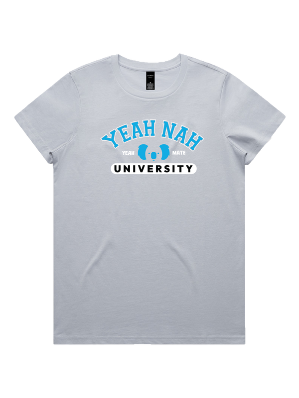 Yeah Nah University Ladies Tshirt - Yale Blue / Powder